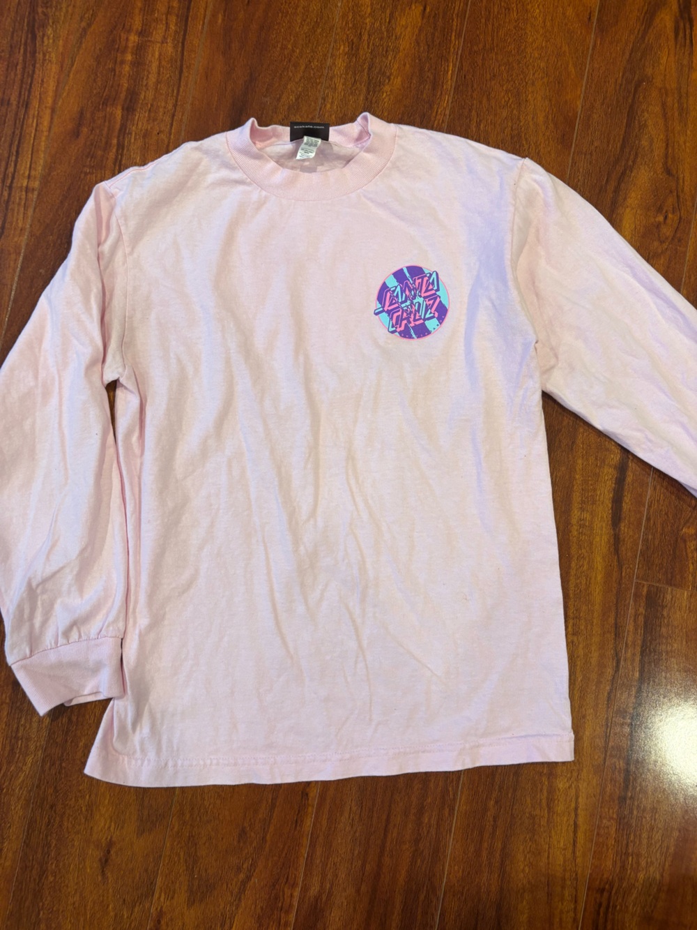 Santa Cruz Skateboards Pink Long Sleeve Tee with Colorful Logo